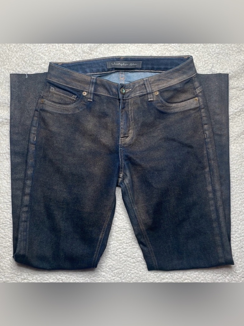 Christopher Blue Denim Jeans Metallic Stretchy material Size 8